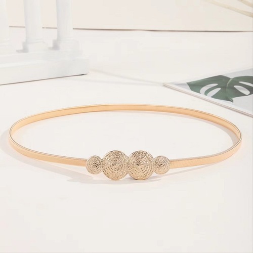 Cross-border European and American fashion women's waist chain casual decorative disc retro texture metal spring elastic waist chain with skirt