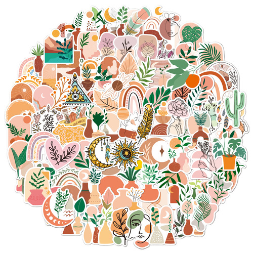 Cross-border 100 bohemian stickers, fresh ins graffiti stickers, luggage gypsy art stickers