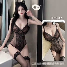 三生吟情趣内衣性感蕾丝纯欲吊带连体衣显瘦修身免脱制服2-1391