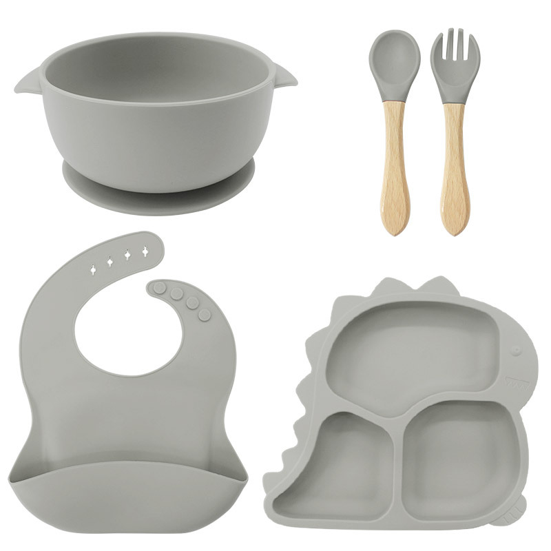 Baby Products Factory Vajilla para bebés Juego de vajilla de silicona para recién nacidos Juego de vajilla para niños de dibujos animados Juego de complementos alimenticios