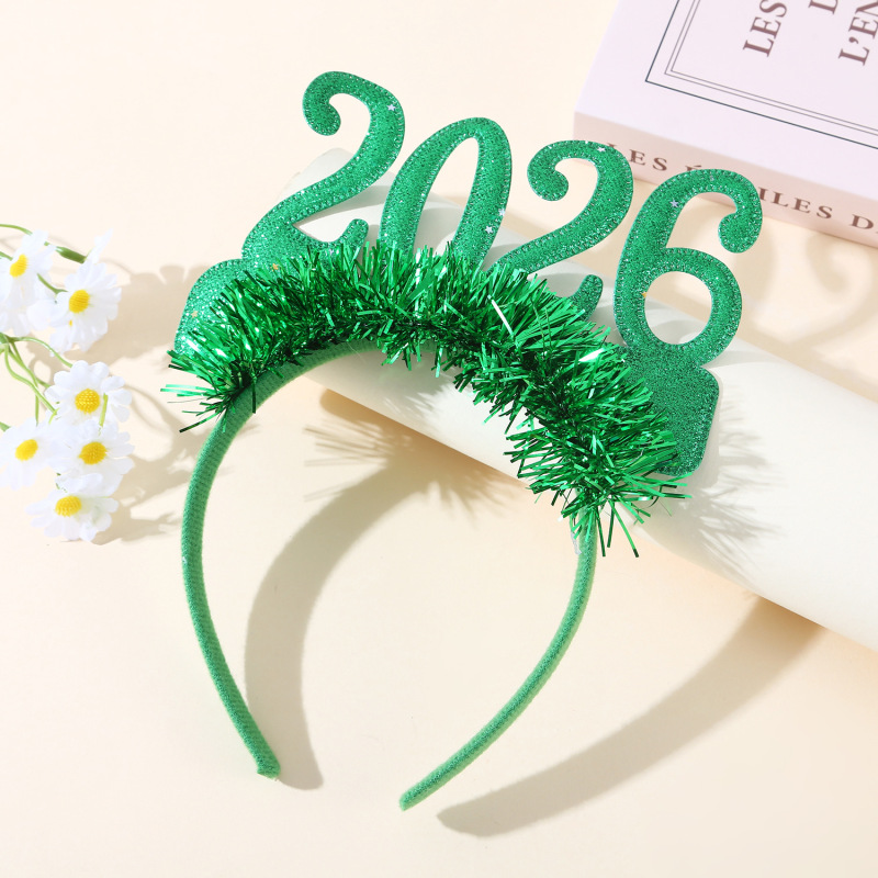 国境を越えたクリスマスヘッドバンド、ホリデーパーティー装飾小道具、2026年新年数字ヘッドバンド、クリスマスメガネ、メーカー卸売|undefined
