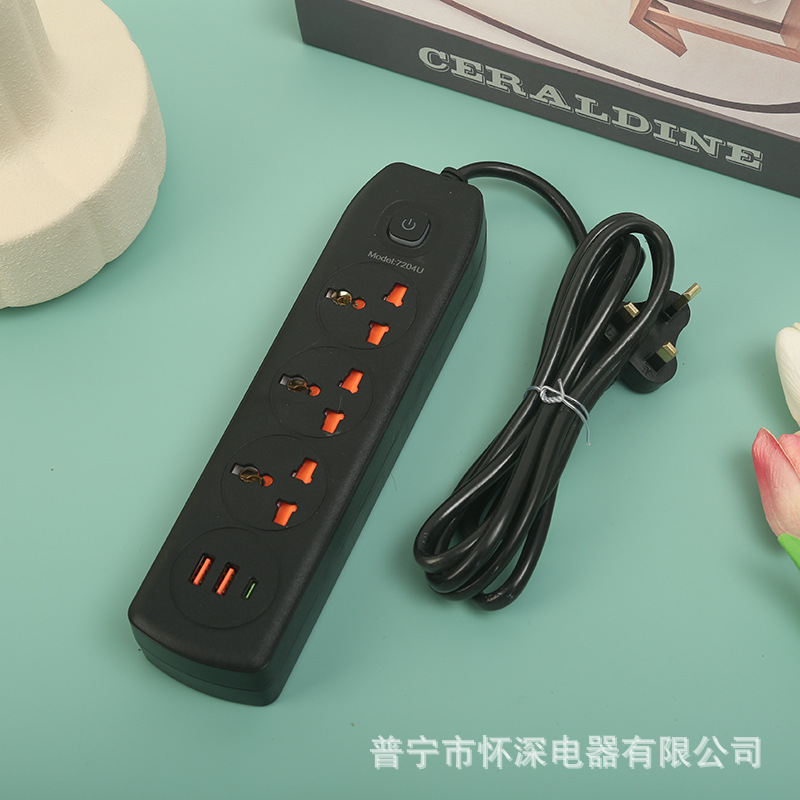 2USB + 1Type-c teléfono inteligente toma de carga inteligente con puerta de seguridad caja de regalo embalaje de color mixto estándar americano estándar europeo estándar británico