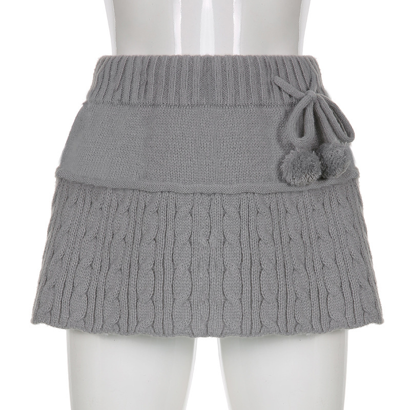 Damen Wollrock Mit Dekorativen Wollbällen Für Den Alltag_voghion.com