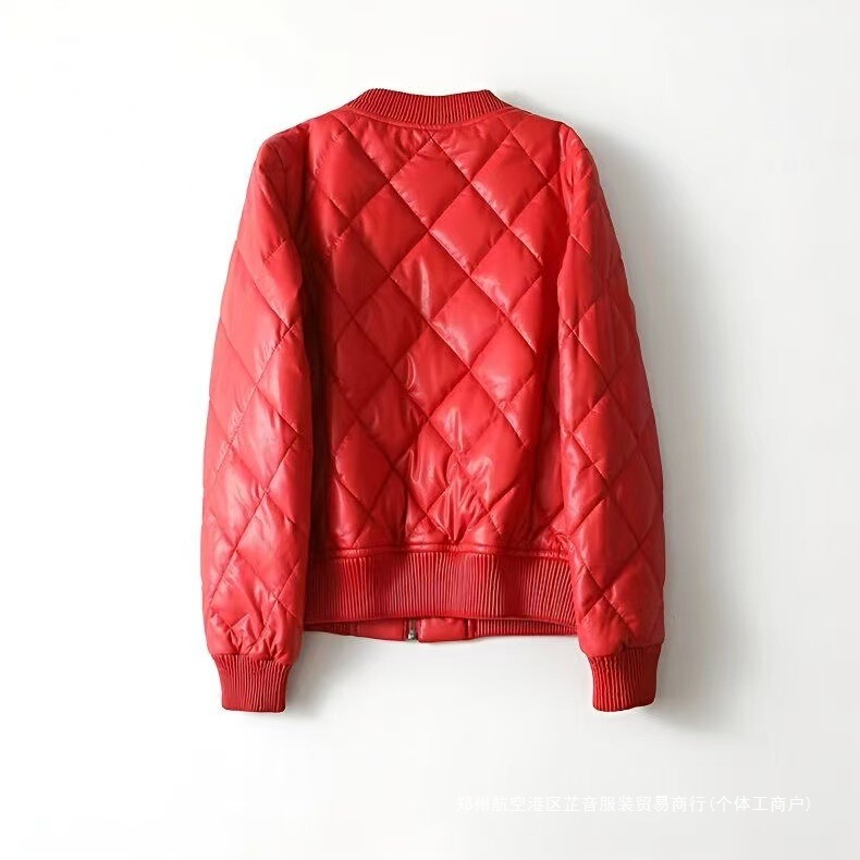 Women's Short Red down Jacket with Haining Fur and White Duck Down, 2025 New Model, Plus Size Sheepskin Women's Leather Jacket Women's Short Red down Jacket with Haining Fur and White Duck Down, 2025 New Model, Plus Size Sheepskin Women's Leather Jacket