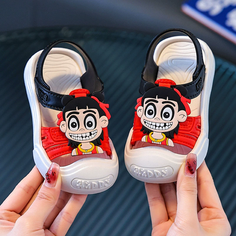 Нежа детские сандалии летние новые корейские мальчики с мягким дном нескользящие женские детские водонепроницаемые ходоки пляжные сандалии