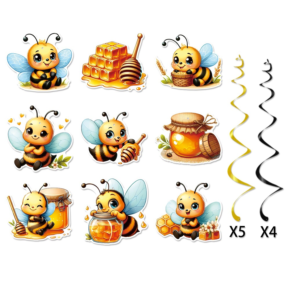 Decoración colgante en espiral tema abeja para fiesta de cumpleaños baby shower ambientación de eventos