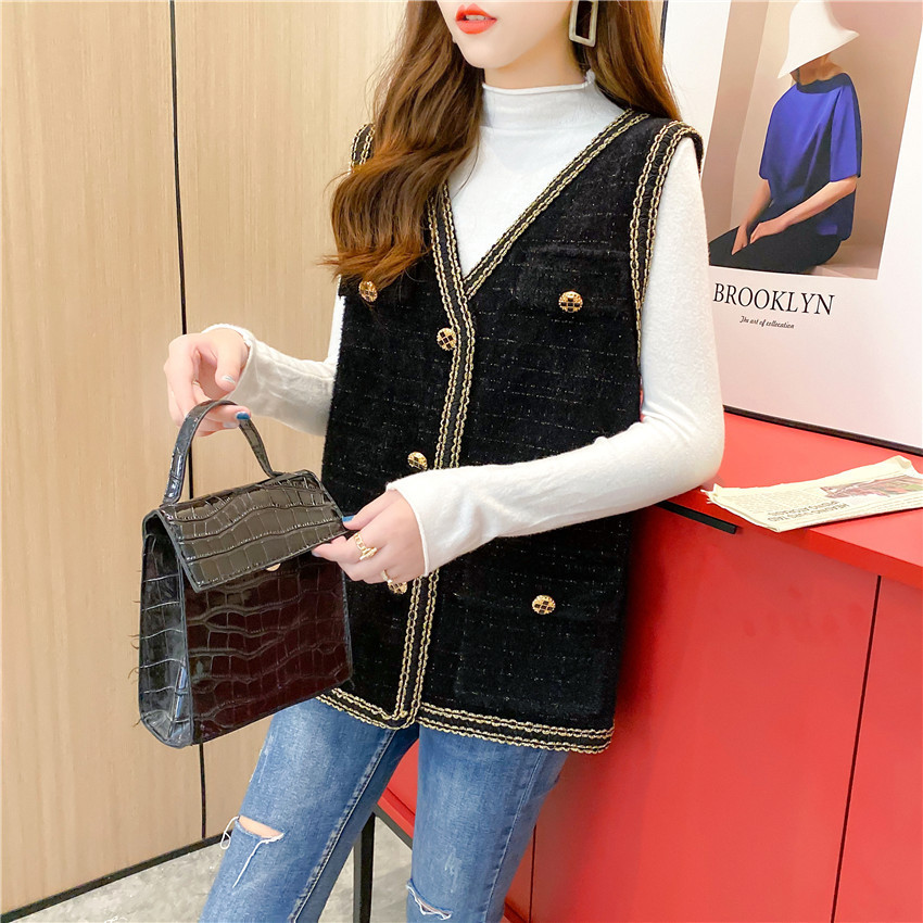 Nueva Suelta todo partido sin mangas torre exterior chaleco Chaleco de punto de terciopelo de imitación de visón de moda para mujer Otoño e Invierno image 6