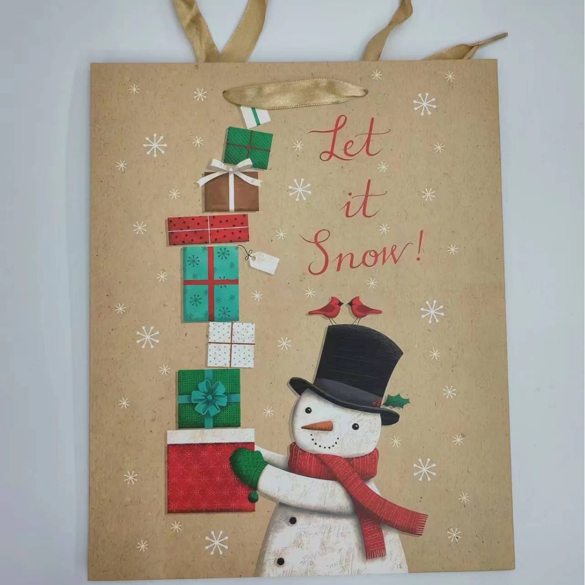 210克白卡新款设计圣诞节主题礼品袋手提袋纸袋购物袋现货供应