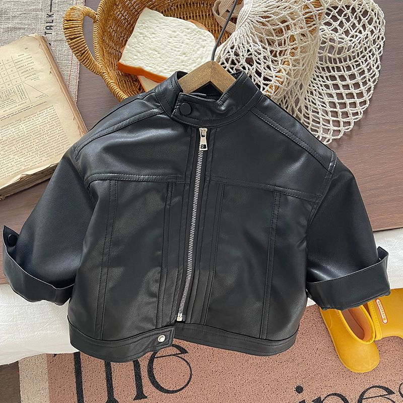 Chaqueta de cuero para niños 2026 nuevo niño primavera y otoño chaqueta de cuero bebé otoño chaqueta de cremallera de goma image 6