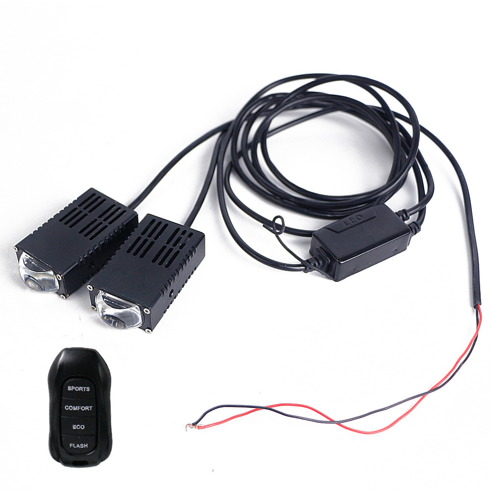 Lámpara de rejilla LED para automóviles, luz super brillante, un tiro, dos controles remotos, luz láser LED a prueba de agua oculta