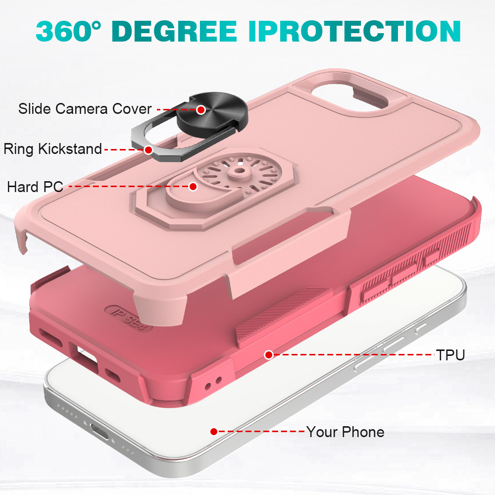 En stock aplicable a iPhone15 dos en uno caja de teléfono de anillo de vela TPU + PC resistente a la caída de Apple funda protectora transfronteriza
