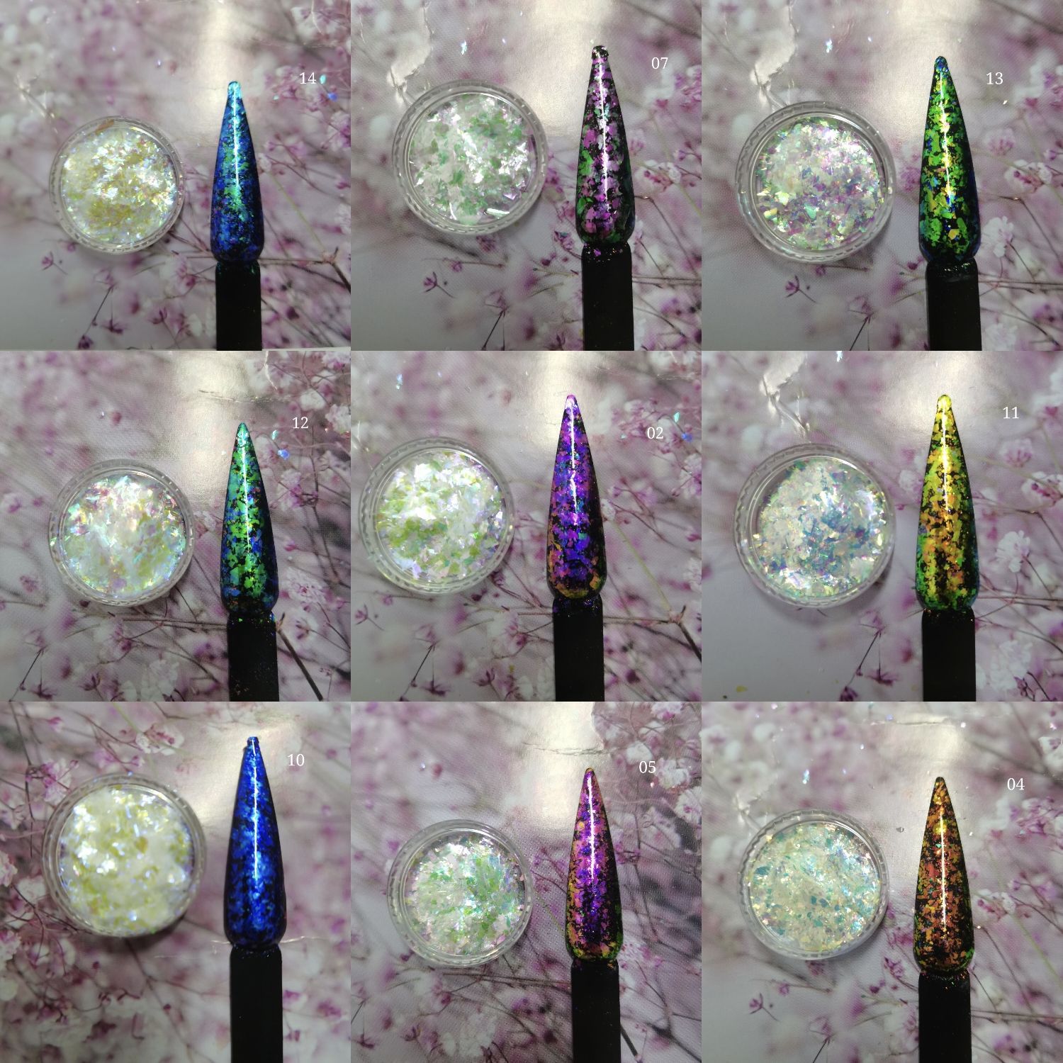 批发幻彩变色龙云锦粉 偏光云母粗片 透明光学变色龙粗片 1g