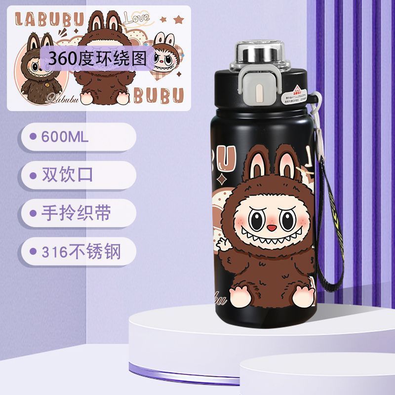水杯拉布布高颜值304卡通不锈钢大容量保温杯吸管学生儿童labubu|undefined
