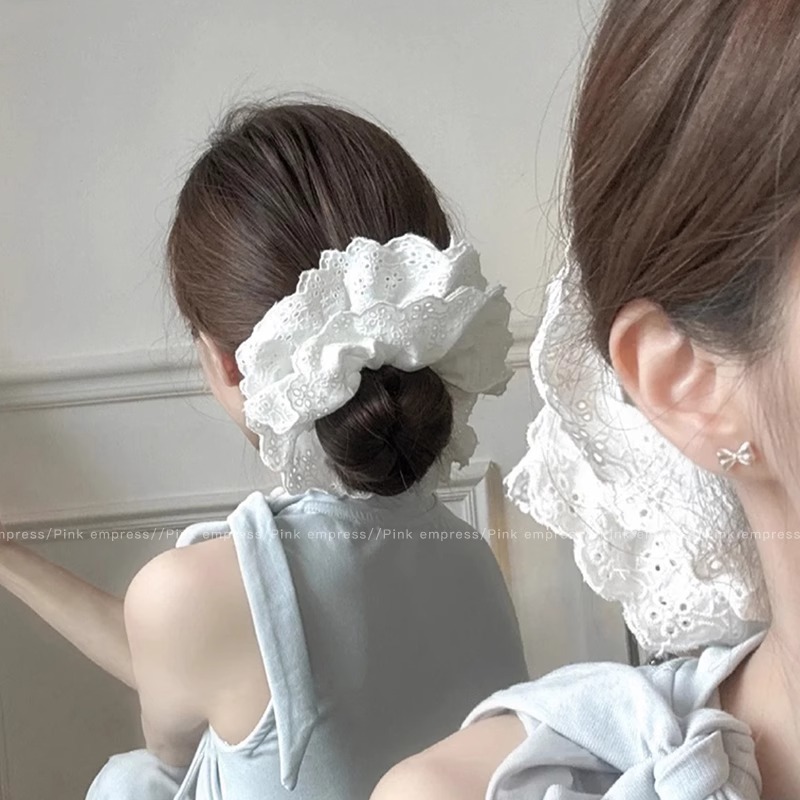 レースガール甘い大腸ヘアバンド女性のための 2025 新しいポニーテールヘアロープハイエンドヘアロープヘアアクセサリー|undefined