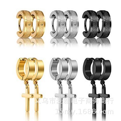 不锈钢耳耳环耳扣十字架耳环耳扣耳坠套T155|ms