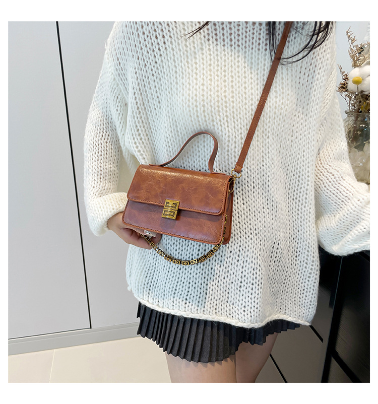 2024 New Texture Trendy Small Square Chain Strap Crossbody Casual Simple Fashion Handheld Single Shoulder Women's Bag_voghion.com