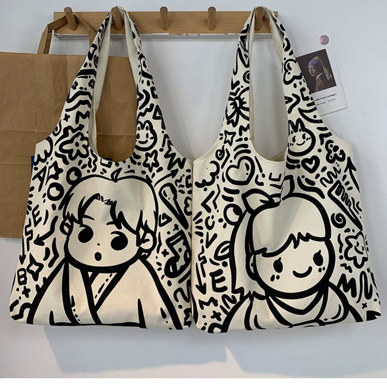 Nuevo bolso cruzado de lona, ​​bolso de hombro, bolso escolar, bolso de lona retro simple literario de gran capacidad