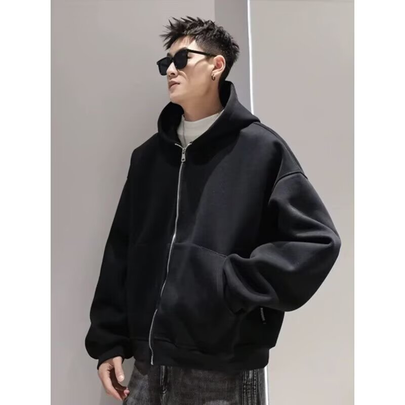 Men's Hooded Oversized Sweatshirt With Schoolbag Design Jacket_voghion.com