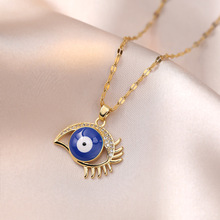 项链女 跨境天使之眼气质微镶钻项链风ins网红钛钢锁骨链配饰项链