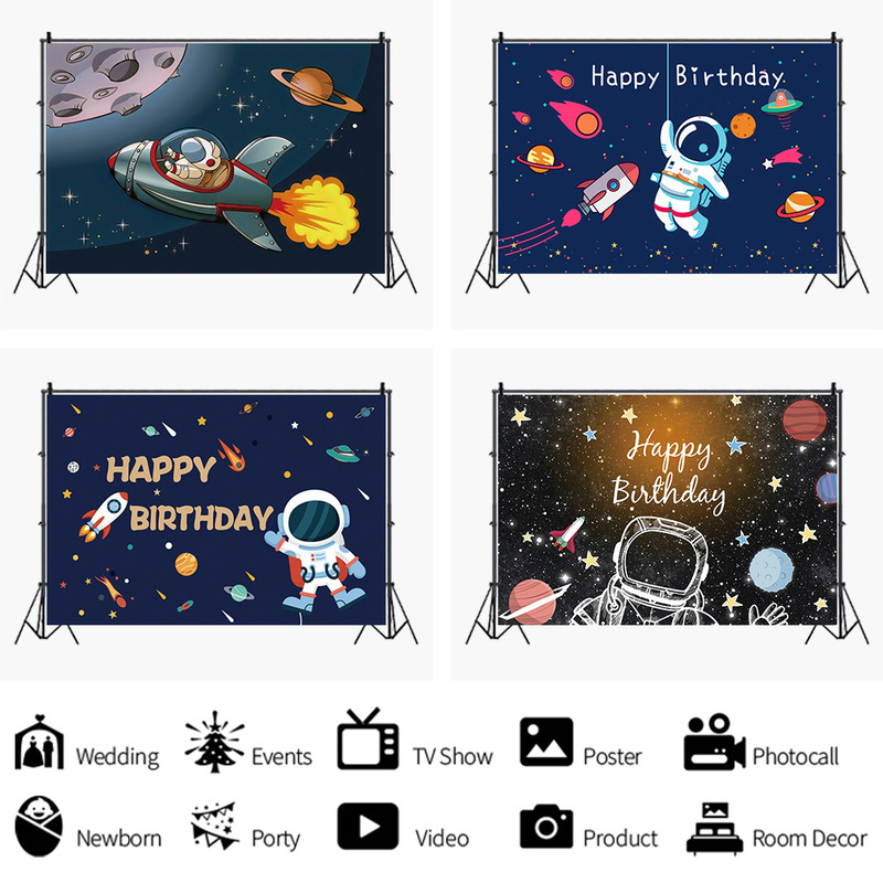 Space Rocket Astronaut Foreign Trade New Style Photo Material Photography Background Cloth Studio Props Wholesale