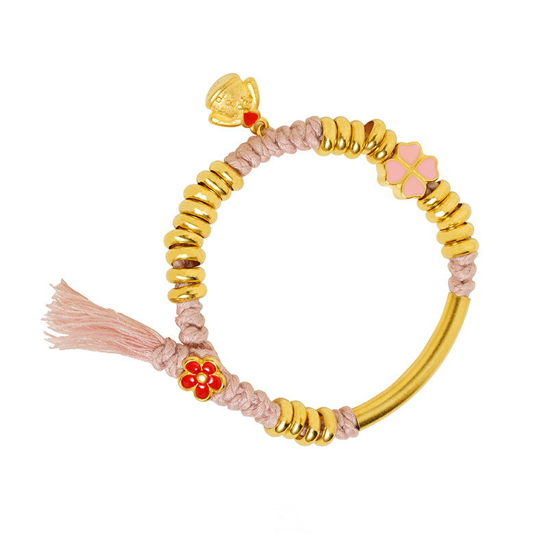 Brazalete de flores de cuatro hojas de oro vietnamita estilo nacional bordilla curva brazalete no se desvanecerá joyas de mano al por mayor transfronterizo