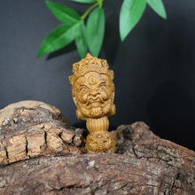 睦趣居天然绿檀木雕降魔杵木质文玩工艺法器吊坠手把件男雕刻工艺