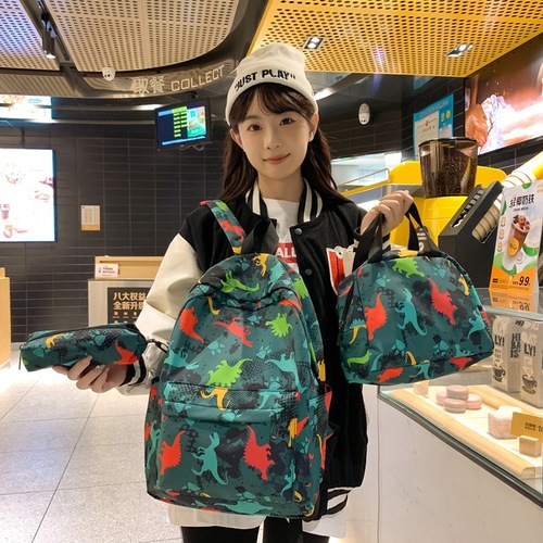 Unique versatile multi-item set backpack 2024 new pattern graffiti painted middle school student lightweight large capacity double shoulder bag