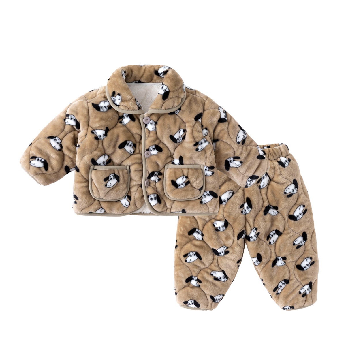 Ropa para el hogar de los niños ropa de invierno de dos piezas para niños Pijamas Pijama pantalones forrados de lana para Niñas Ropa cálida de algodón acolchado ropa de invierno