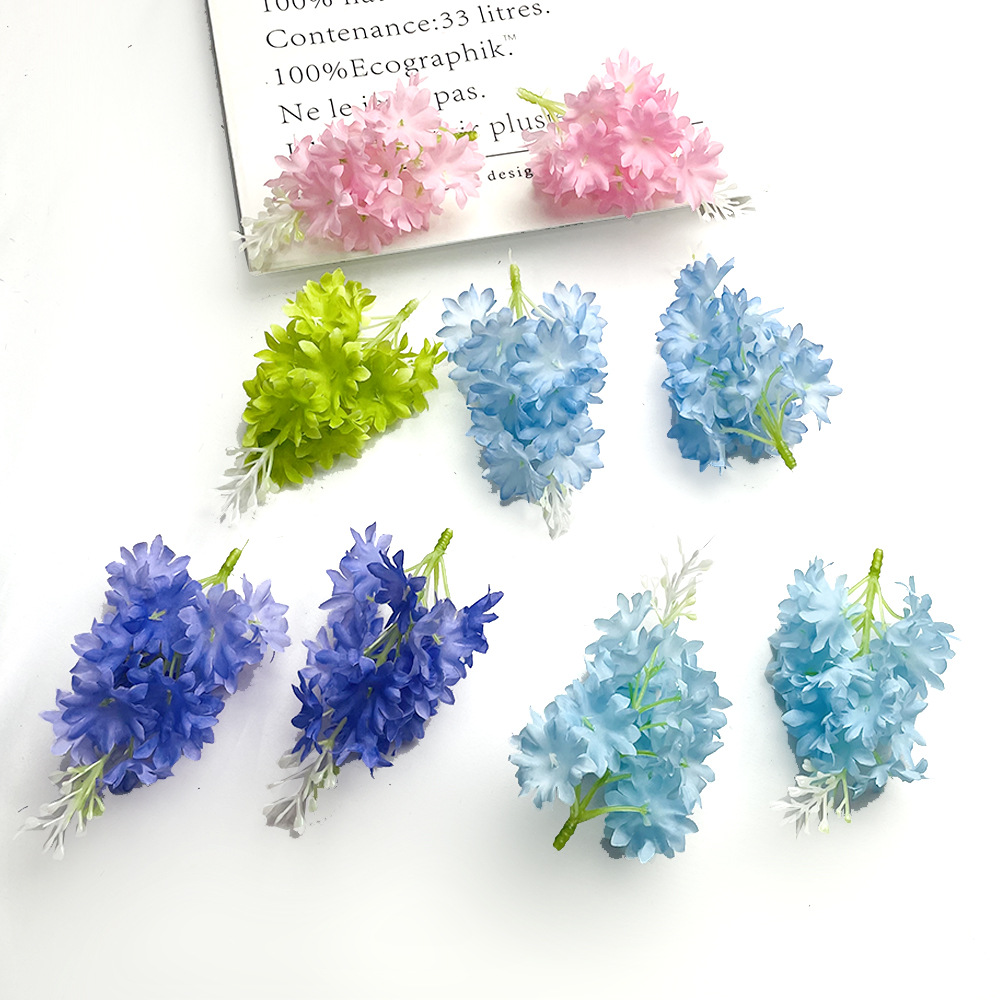 Simulación de flores de hintión flor de lavanda flor artificial DIY accesorios de flores de pinzas minorías paquete de material de tocado