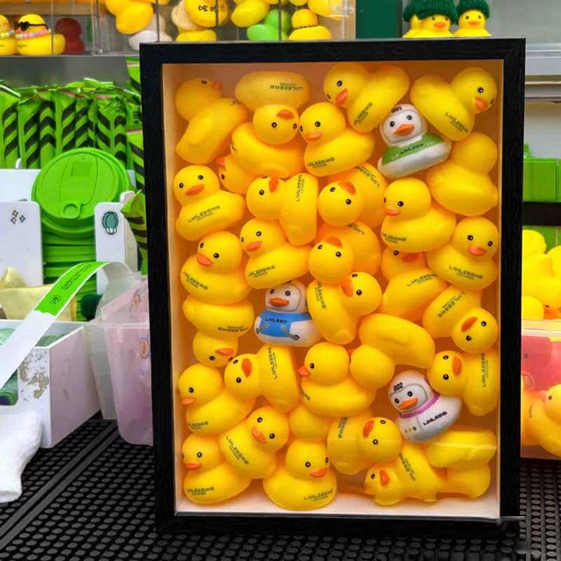 Duck Storage Box, Little Yellow Duck Figurine Blind Box, Wall-Mountable or Tabletop Display, Dust-Proof Photo Frame, Hollow Display Frame Duck Storage Box, Little Yellow Duck Figurine Blind Box, Wall-Mountable or Tabletop Display, Dust-Proof Photo Frame, Hollow Display Frame