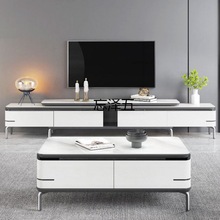 GR新款玉晶石岩板茶几电视柜组合家具现代简约客厅伸缩电视机柜地
