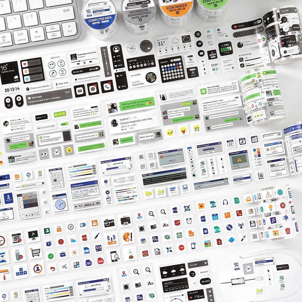 Infeel.Me Cinta de troquelado de marco de chat creativo Información Cosmos Serie Mano de cuentas Teléfono móvil Cinta de collage de bricolaje