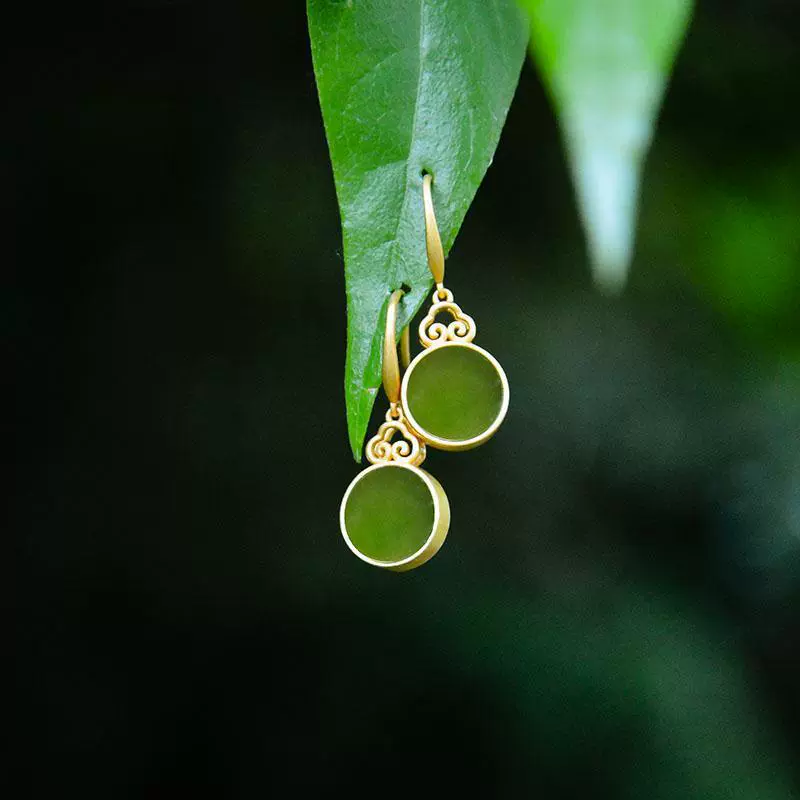 Ювелирные изделия Jasper Jade, серьги, проба серебра 925, 18 карат, зеркальный эффект