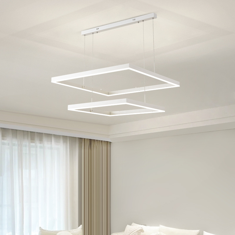 Modern Minimalist Seamless Splicing Long Tube Desk Lamp Office Rectangle Suspension Lamp Shopping Mall Lamp Eye-Caring Lamp LED Square Suspension Lamp