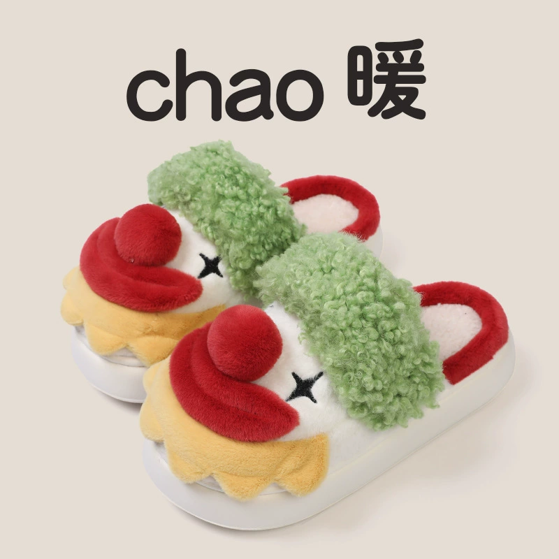 Веселые клоунские хлопчатобумажные тапочки для мужчин и женщин зимний дом