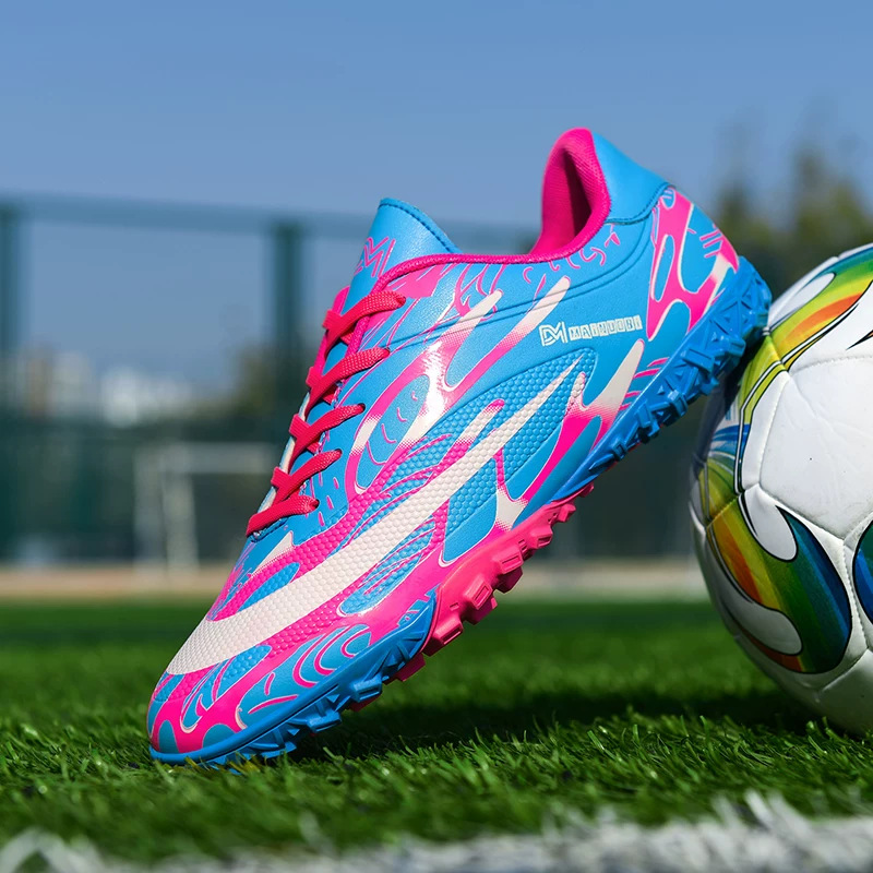 跨境外贸足球鞋梅西猎鹰碎钉男女童青少年中小学生球鞋