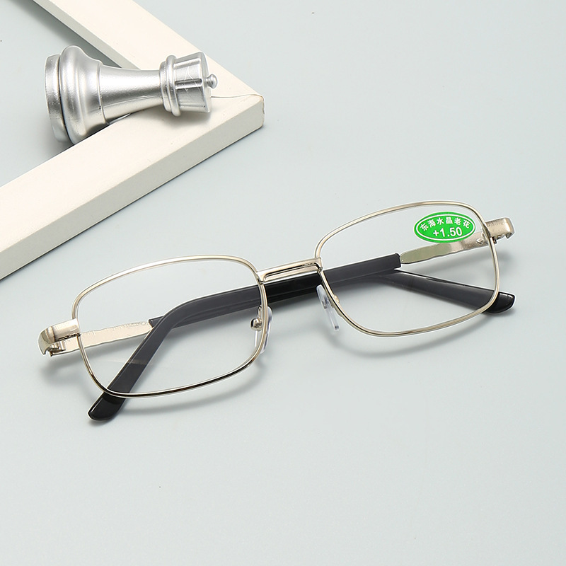 New High-Definition Glass Reading Glasses with Stylish Metal Frames for Men and Women, Suitable for the Elderly, Lightweight and Ideal for Street Vendors