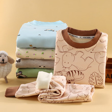 新款秋冬儿童加绒牛奶丝秋衣秋裤套装男女童家居服保暖内衣加厚