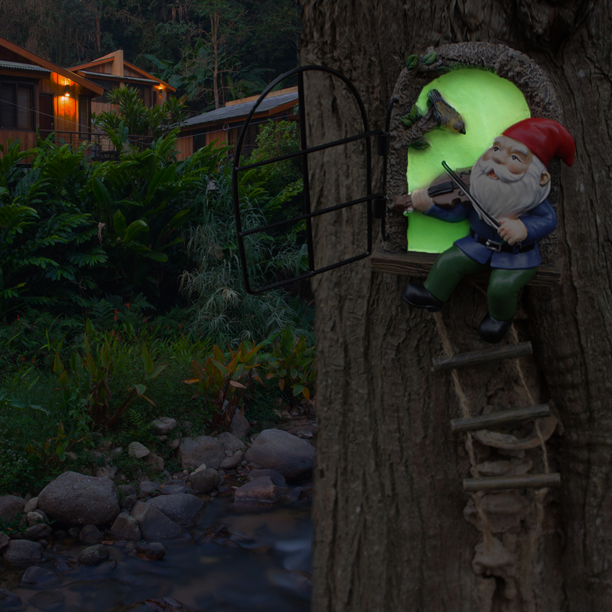  creative elf dwarf luminous violin dwarf outdoor tree pendant decoration landscape 
