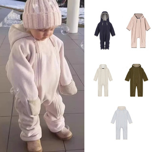 Baby and toddler's warm climbing clothes for going out Danish autumn and winter new one-body clothes for boys and girls super cute one-body clothes