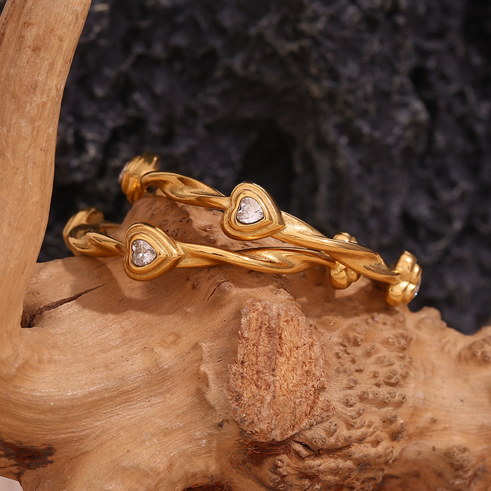 Plated 18K Gold Love Zircon Stainless Steel Earring