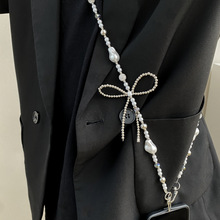 W 26591 Pearl beaded phone bag lanyard ���鴮���ֻ�������