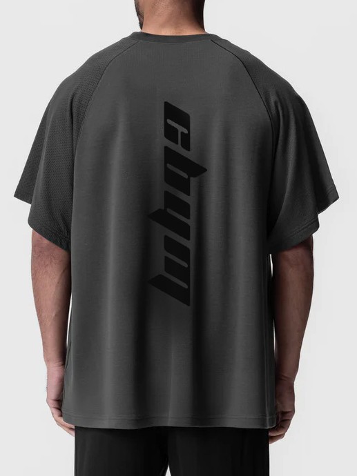 Nueva Camiseta deportiva masculina de manga corta de verano de Código Europeo waffle empalma malla seca y transpirable tendencia transfronteriza masculina
