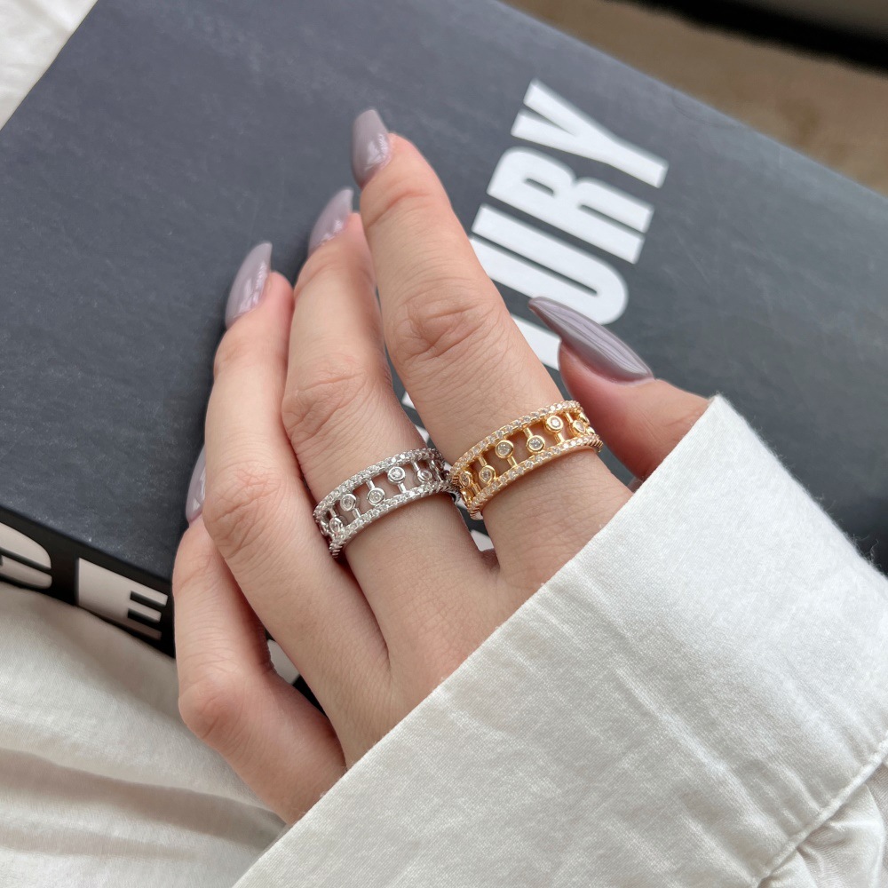 925 Sterling Silver Zircon U Shape Waves Heart Shape Rings display picture 32