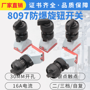 Yh8097 Explosion Control Button Self-Reset Ex Red Green Yellow Ba8097 Opening Hole 30mm Silver Point 16A Three Gears