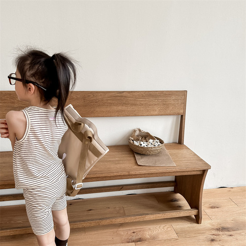 2024 Korean children's clothing summer new Korean style two-piece set girls' sleeveless vest + shorts 123301