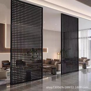 Wabi-Sabi Style Grille Wrought Iron Cross Grids Partition Black Metal One-Word Screen Office Home Modern Simple