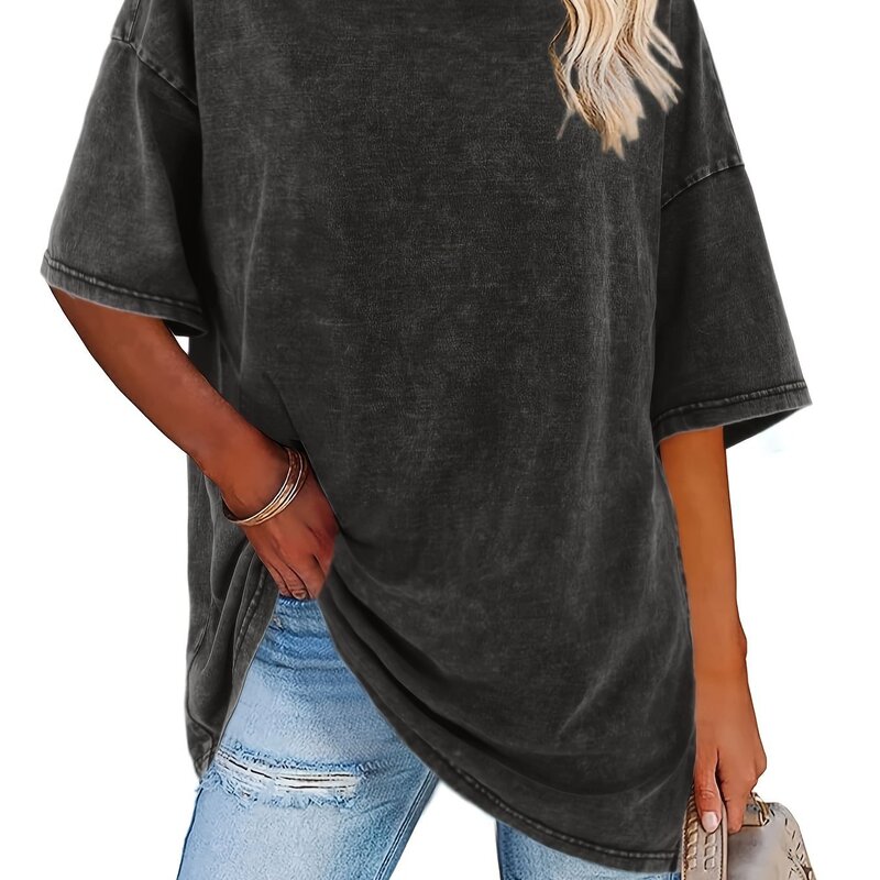 2025 新しいクロスボーダードロップシッピングレディースレトロウォッシュ番号 Tシャツピン襟クロスボーダードロップシッピング|undefined
