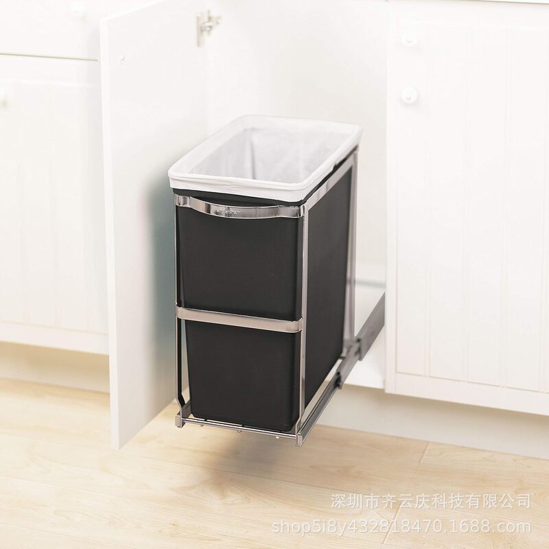Pull-out kitchen cabinet under trash can rack cabinet adjustable trash can slide rail rack kitchen sink rolling carriage