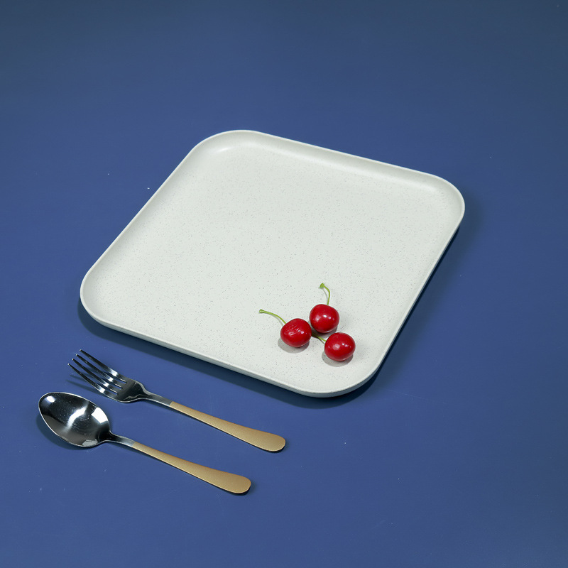 Bandeja cuadrada paja de trigo hogar taza de té plato de fruta bandeja de puesto placa resistente a la caída placa duradera